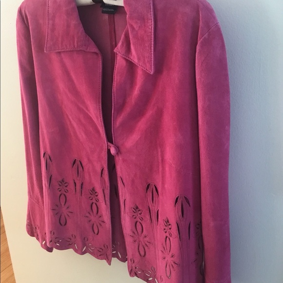 ☃️ Pink Suede Jacket Top Size M - Picture 11 of 13